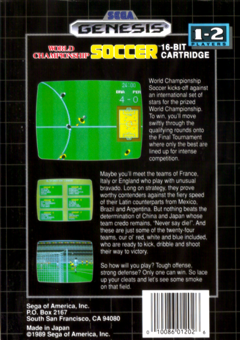 World Championship Soccer — Box back