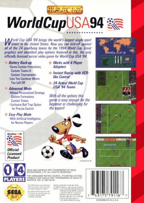 World Cup USA 94 — Box back