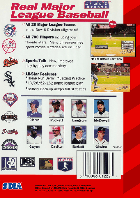 World Series Baseball — Box back