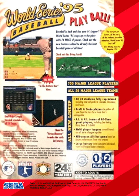 World Series Baseball '95 — Box back