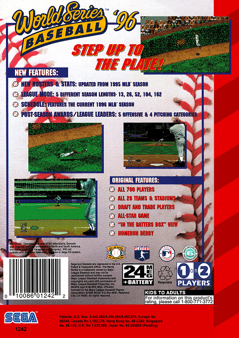 World Series Baseball '96 — Box back