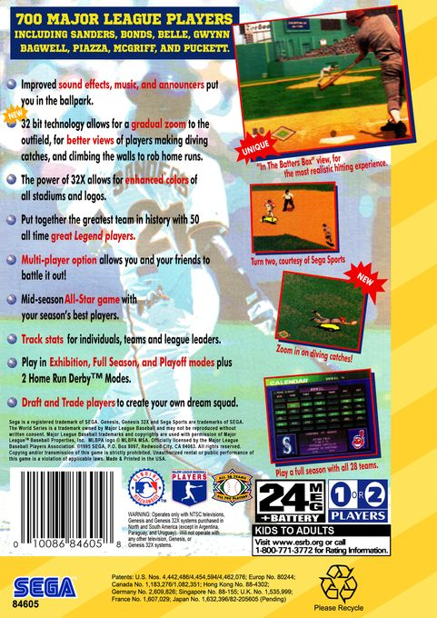 World Series Baseball Starring Deion Sanders — Box back