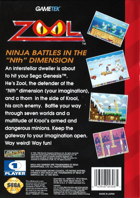 Zool : Ninja of the “Nth” Dimension — Box back