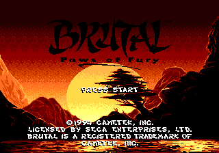 Brutal : Paws of Fury — Title screen