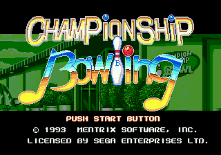 Championship Bowling — Title screen