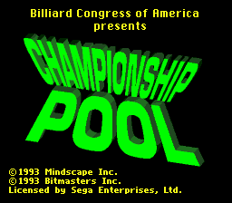 Championship Pool — Title screen