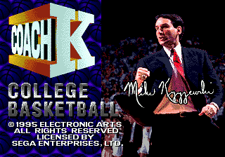 Coach K College Basketball — Title screen