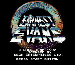 Earnest Evans — Title screen