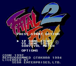 Fatal Fury 2 — Title screen