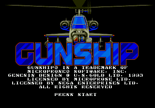 Gunship — Title screen