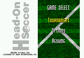 Head-On Soccer — Title screen