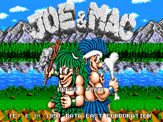 Joe & Mac — Title screen