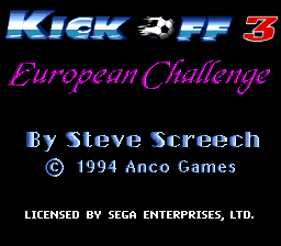 Kick Off 3 : European Challenge — Title screen