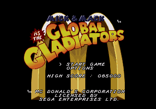 Mick & Mack as the Global Gladiators — Title screen