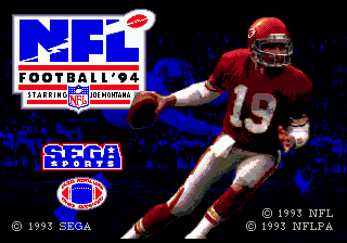 NFL Football '94 starring Joe Montana — Title screen