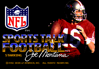 NFL Sports Talk Football '93 Starring Joe Montana — Title screen