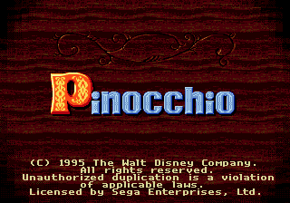 Pinocchio — Title screen