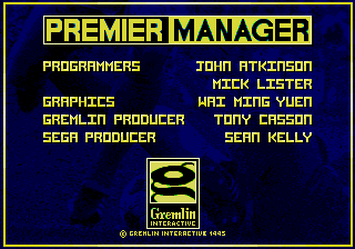 Premier Manager — Title screen