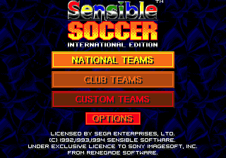 Sensible Soccer : International Edition — Title screen