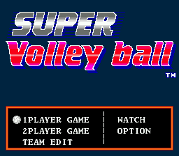 Super Volleyball — Title screen