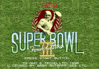 Tecmo Super Bowl III : Final Edition — Title screen