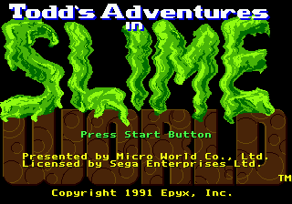 Todd's Adventures in Slime World — Title screen
