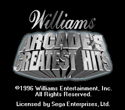 Williams Arcade's Greatest Hits — Title screen