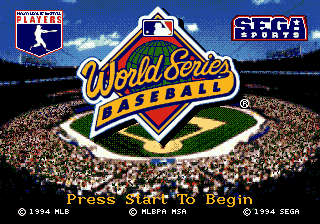 World Series Baseball — Title screen