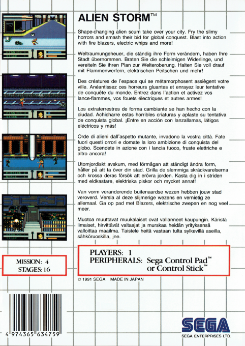 Alien Storm — Box back