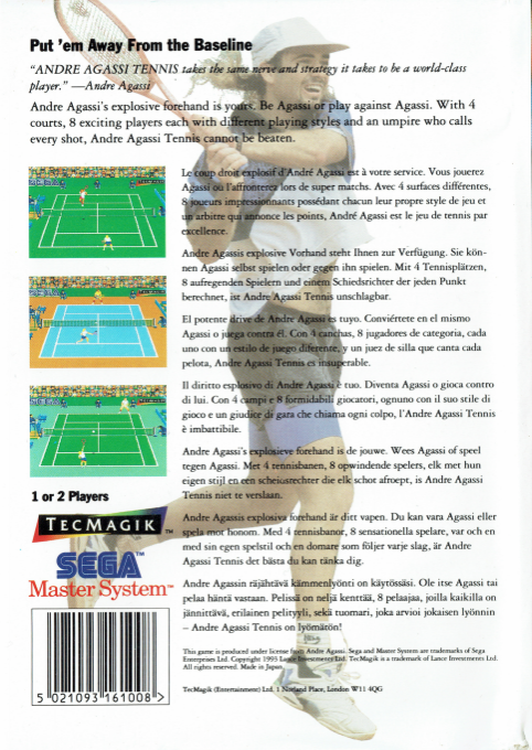 Andre Agassi Tennis — Box back