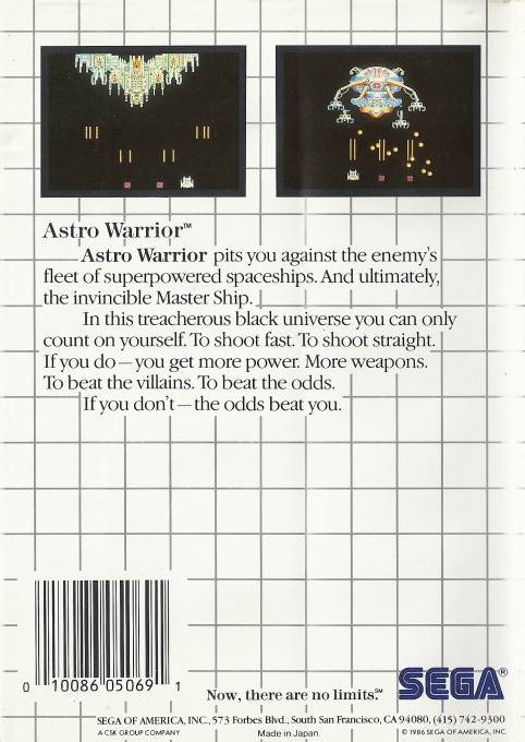 Astro Warrior — Box back