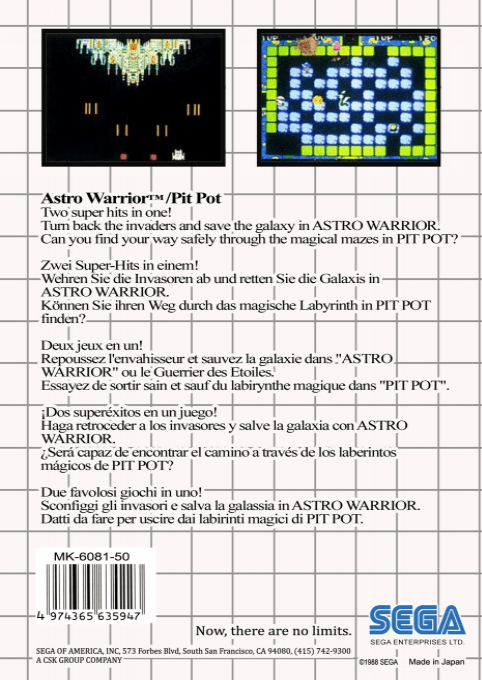 Astro Warrior & Pit Pot — Box back