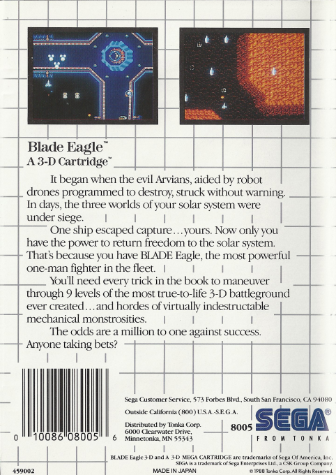 Blade Eagle 3-D — Box back