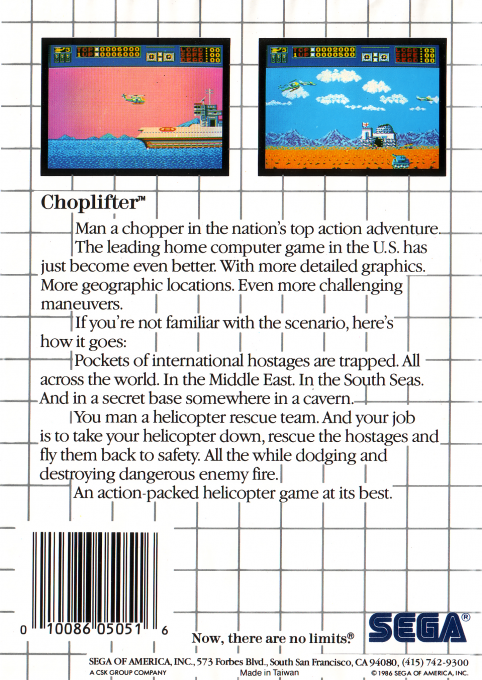 Choplifter — Box back