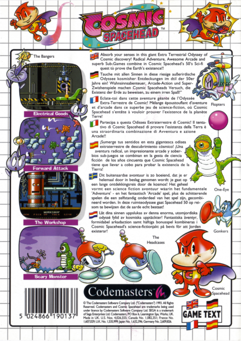 Cosmic Spacehead — Box back