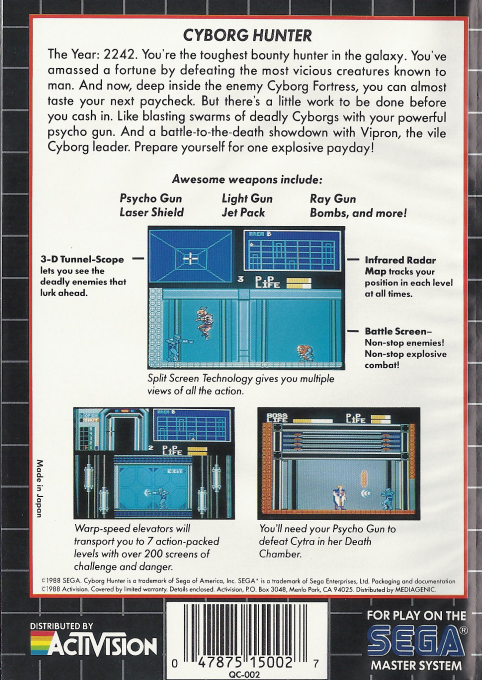Cyborg Hunter — Box back
