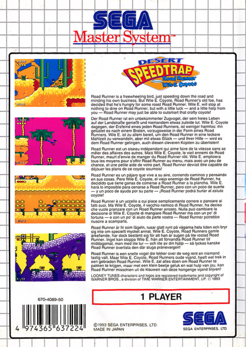 Desert Speedtrap Starring Road Runner and Wile E.  — Box back