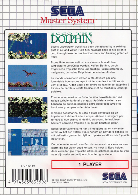 Ecco the Dolphin — Box back