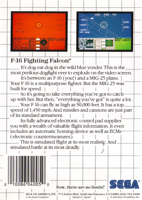 F-16 Fighting Falcon — Box back