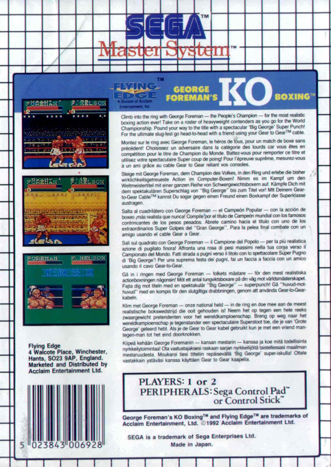 George Foreman's KO Boxing — Box back