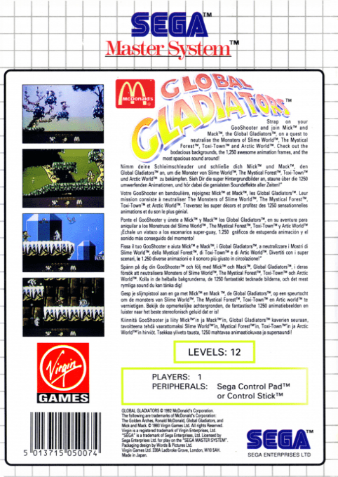 Global Gladiators — Box back