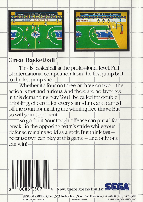 Great Basketball — Box back