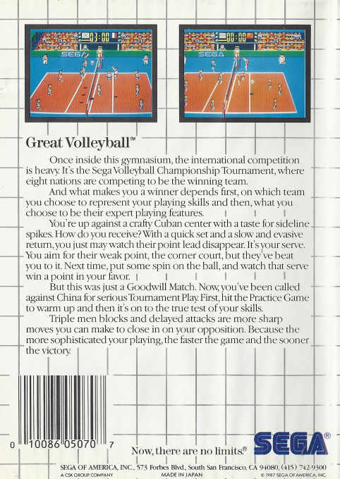 Great Volleyball — Box back