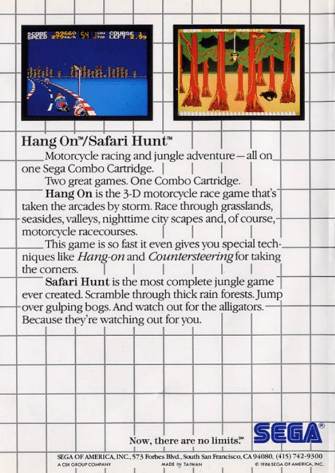 Hang-On & Safari Hunt — Box back