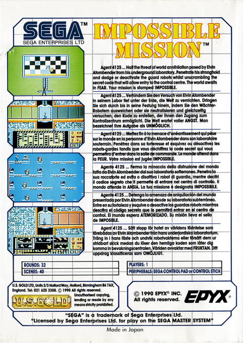 Impossible Mission — Box back
