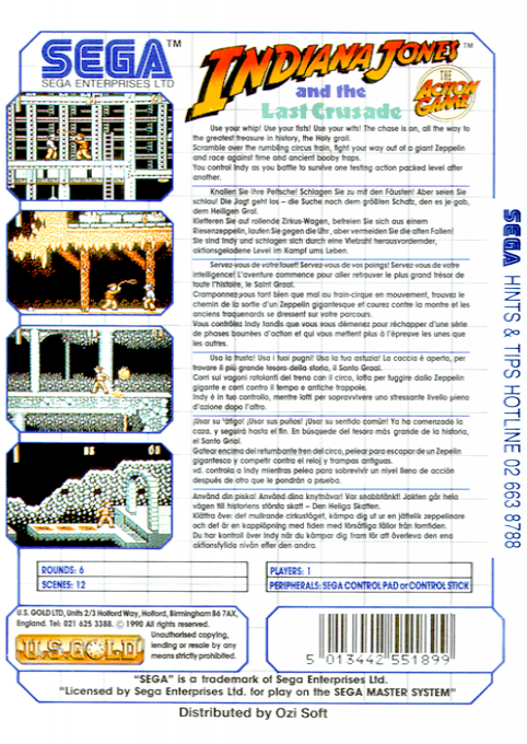 Indiana Jones and the Last Crusade : The Action Game — Box back