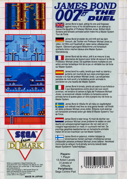 James Bond 007 : The Duel — Box back