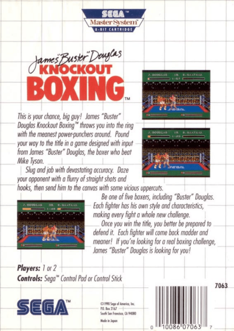 James 'Buster' Douglas Knockout Boxing — Box back