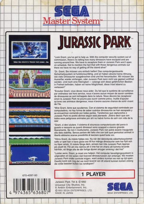 Jurassic Park — Box back