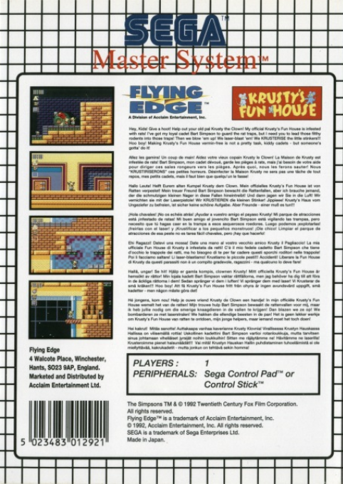 Krusty's Fun House — Box back